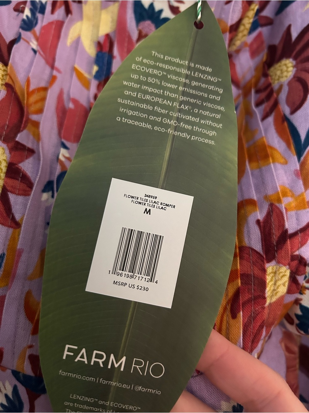 FARM Rio Lilac Flower Tiles Romper - Picture 5 of 5